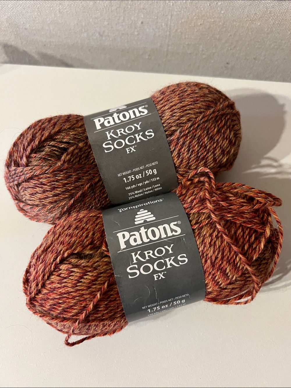 X2 Kroy Socks FX Sock Yarn / Wool Blend Copper Colors / 🆕